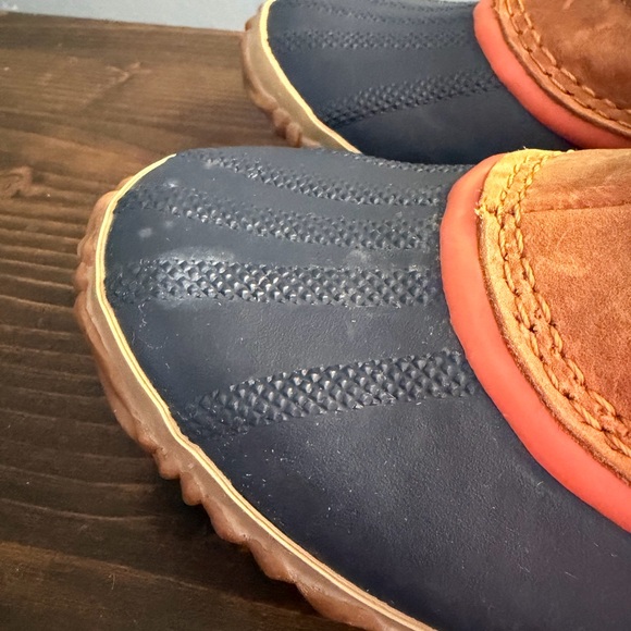 Sorel Out N About Leather Waterproof Duck Boots Carmel & Navy Women’s Size 8.5 - Picture 11 of 13